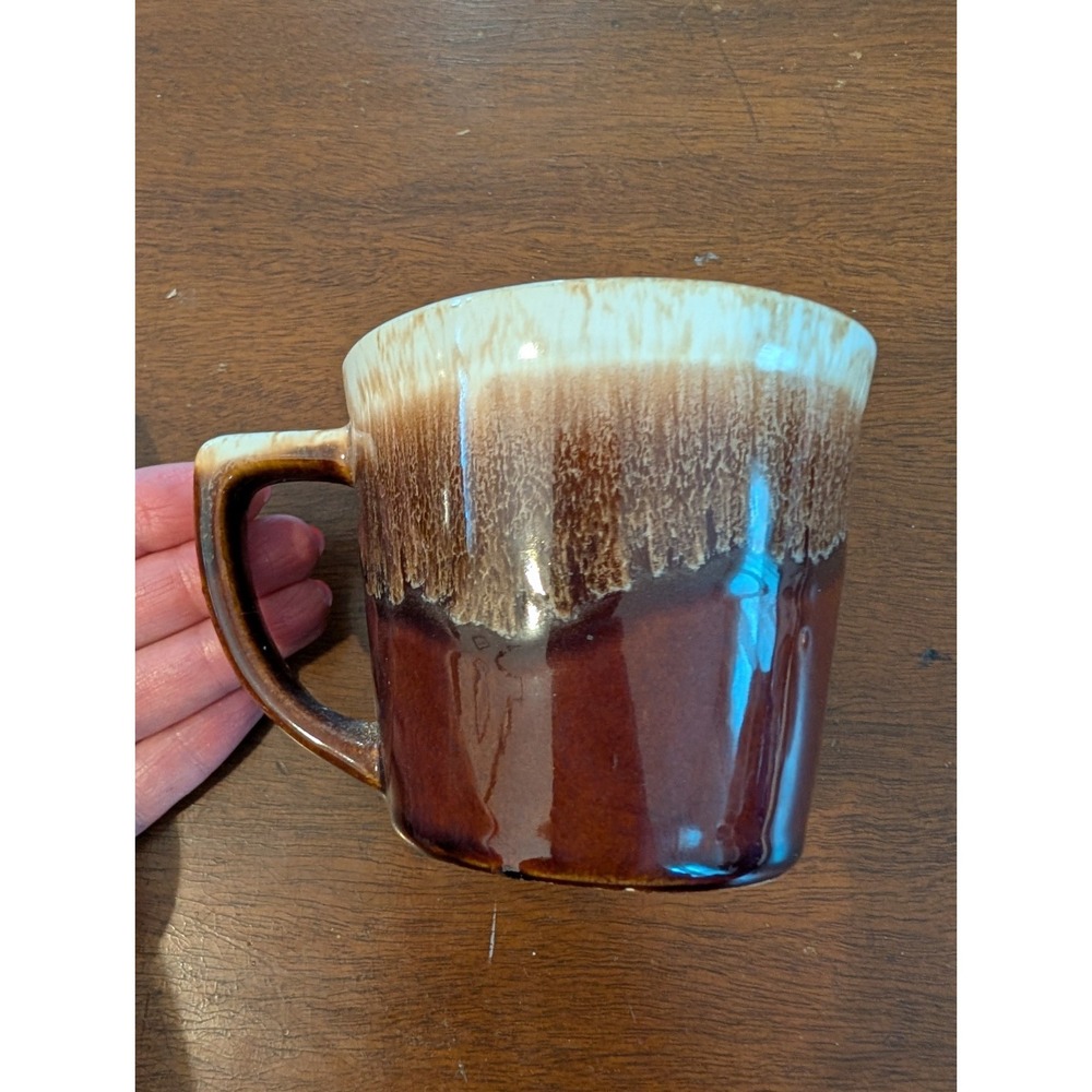 Vintage Kathy Kale Drip Ware Mug, Stoneware, Brown, Cottagecore